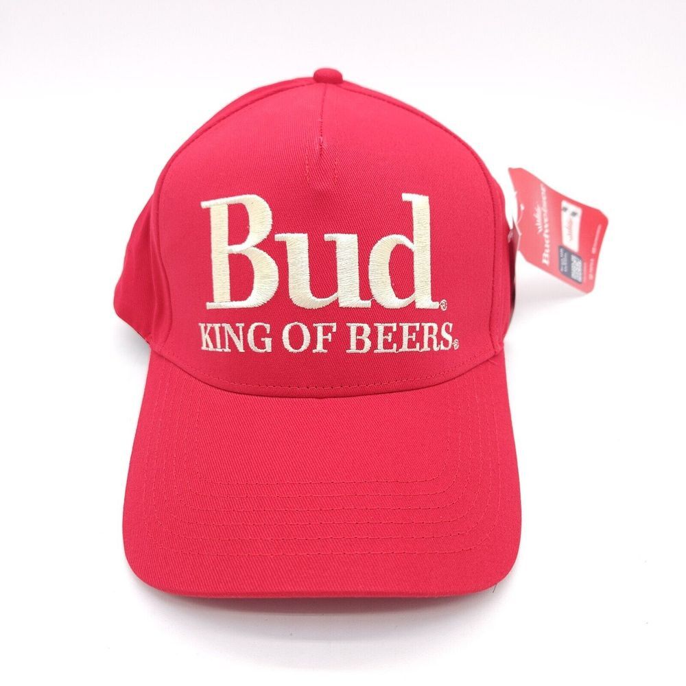 Budweiser Bud King Of Beers Pacsun Snapback Trucker Hat Red Embroidered Ball Cap - Picture 2 of 7
